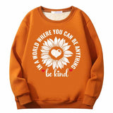 Be Kind Heart Flower Crew Collar Sweatshirt