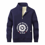 Be Kind Heart Flower Stand Collar Zip Sweatshirt