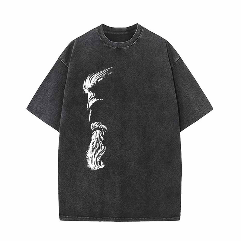 Bearded Odin Facial Contour Vintage Washed T-shirt 01 | Gthic.com