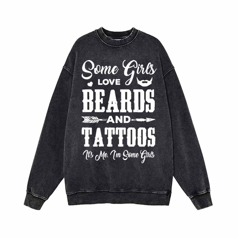 Beards And Tattoos Vintage Washed Hoodie Sweatshirt 02 | Gthic.com