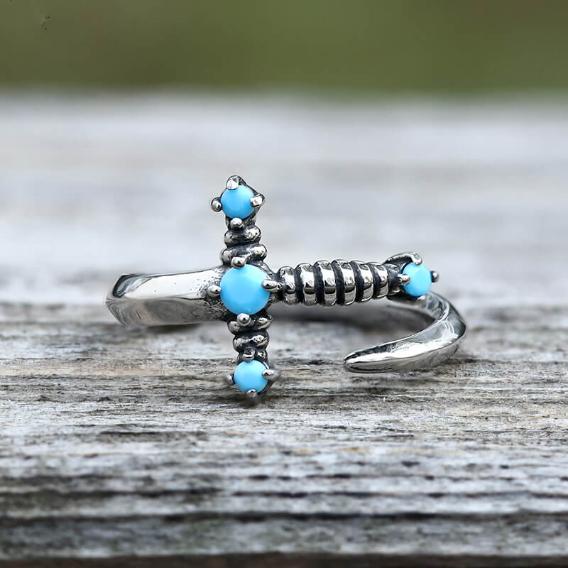 Bent Sword Stainless Steel Gothic Ring | Gthic.com