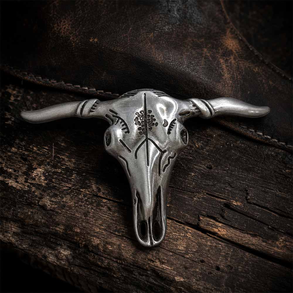 Bighorn Bison Skull Zinc Alloy Belt Buckle | Gthic.com