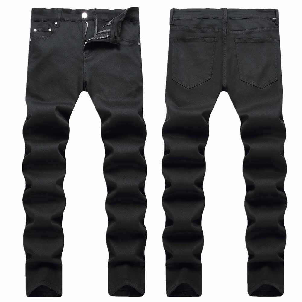 Biker Solid Color Slim Fit Stretch Denim Jeans | Gthic.com