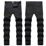 Biker Solid Color Slim Fit Stretch Denim Jeans | Gthic.com