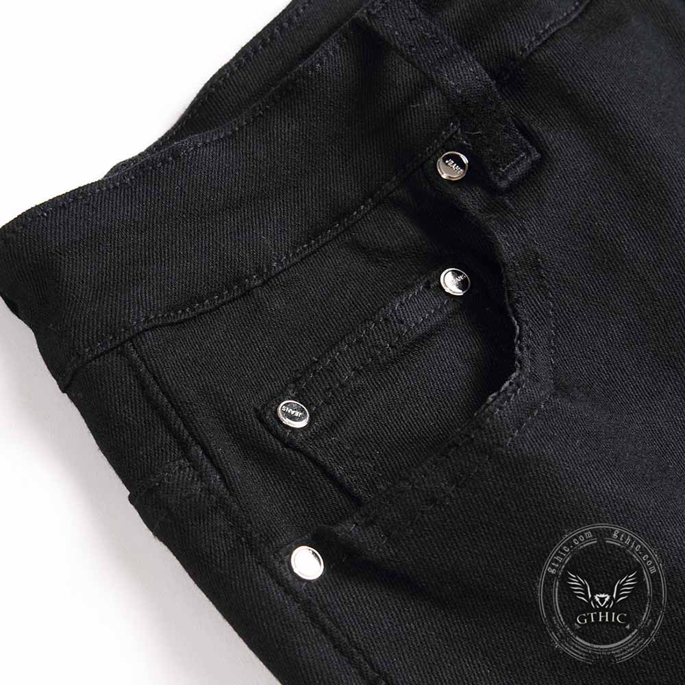 Biker Solid Color Slim Fit Stretch Denim Jeans