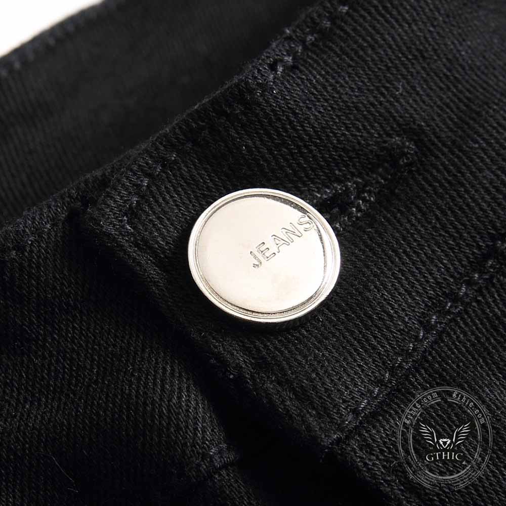 Biker Solid Color Slim Fit Stretch Denim Jeans