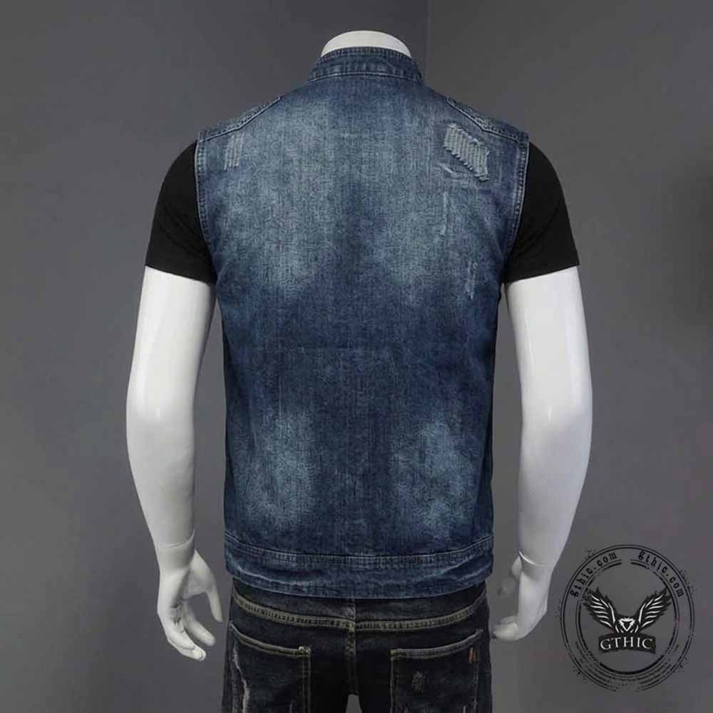 Gilet tête de mort en coton brodé imprimé