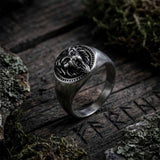 Biker Style Distressed Lion Head Stainless Steel Ring | Gthic.com