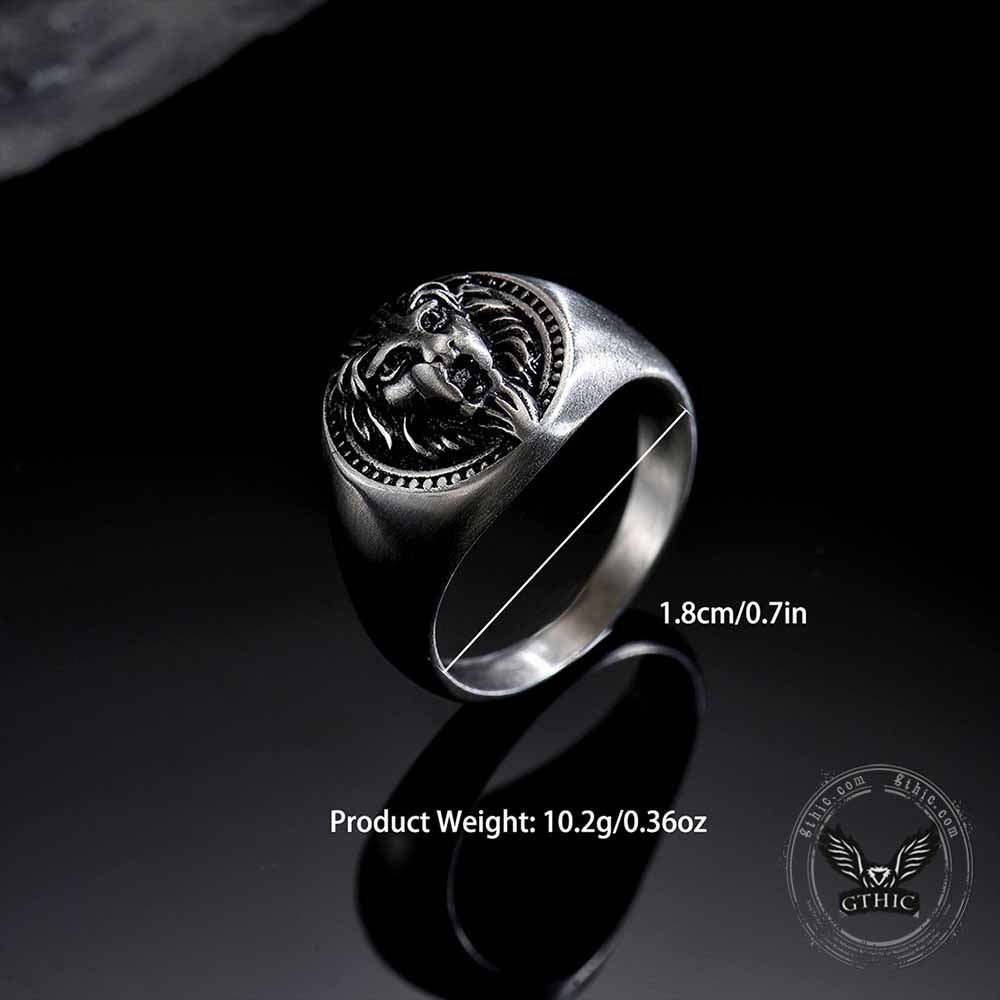 Biker Style Distressed Lion Head Stainless Steel Ring