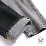 Black And Grey Color-Block Slim Straight-Leg Jeans