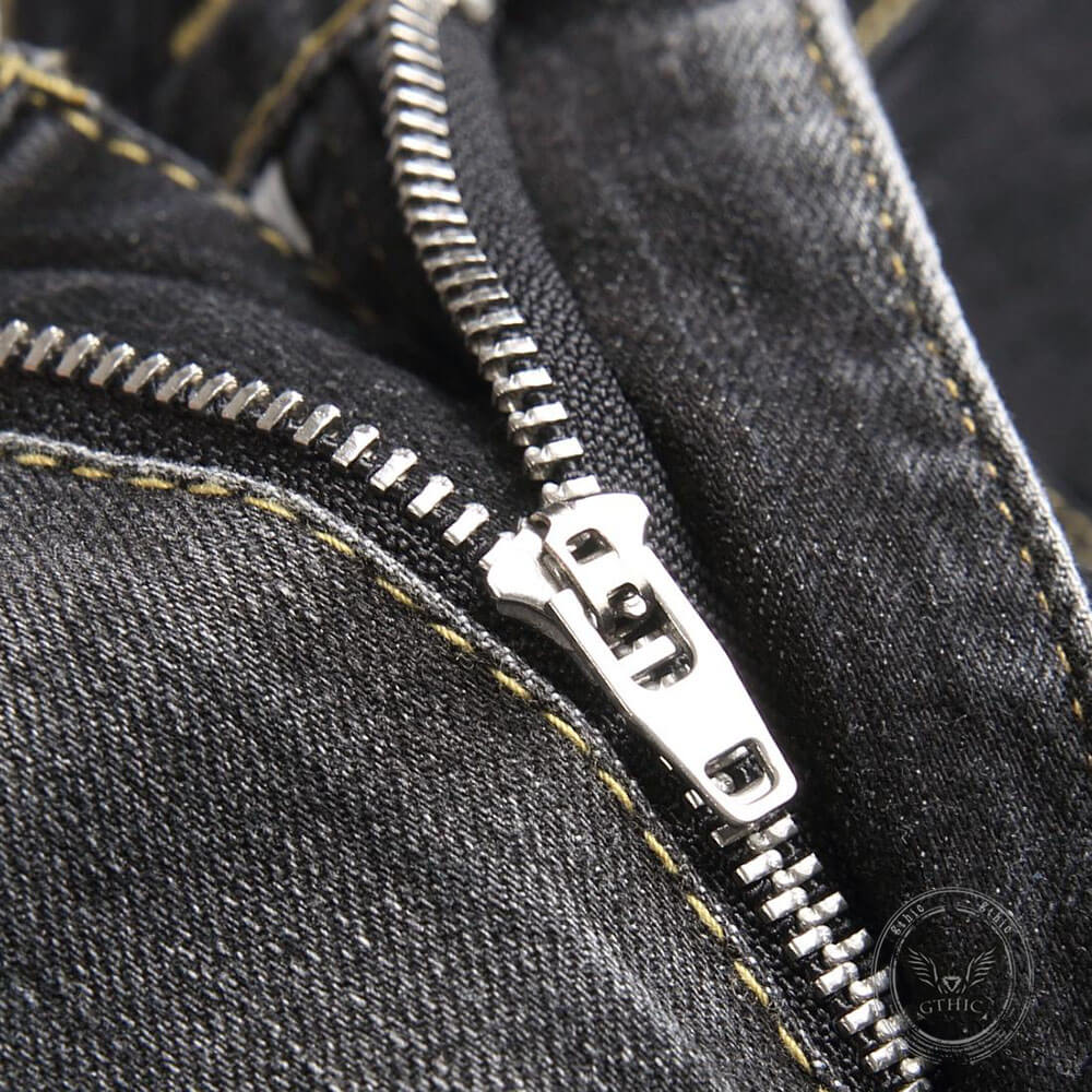 Punk-Hose für Herren aus Baumwolle mit Aufnäher und Totenkopf-Aufdruck