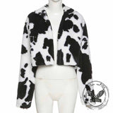 Black And White Polka Dot Plush Loose Cardigan Coat | Gthic.com