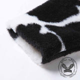 Black And White Polka Dot Plush Loose Cardigan Coat