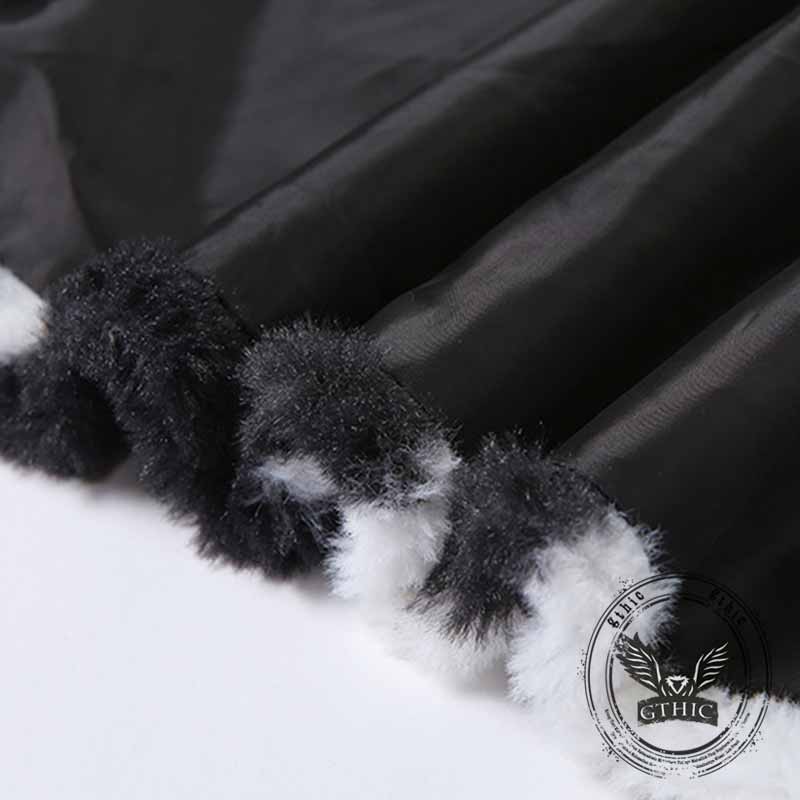 Black And White Polka Dot Plush Loose Cardigan Coat