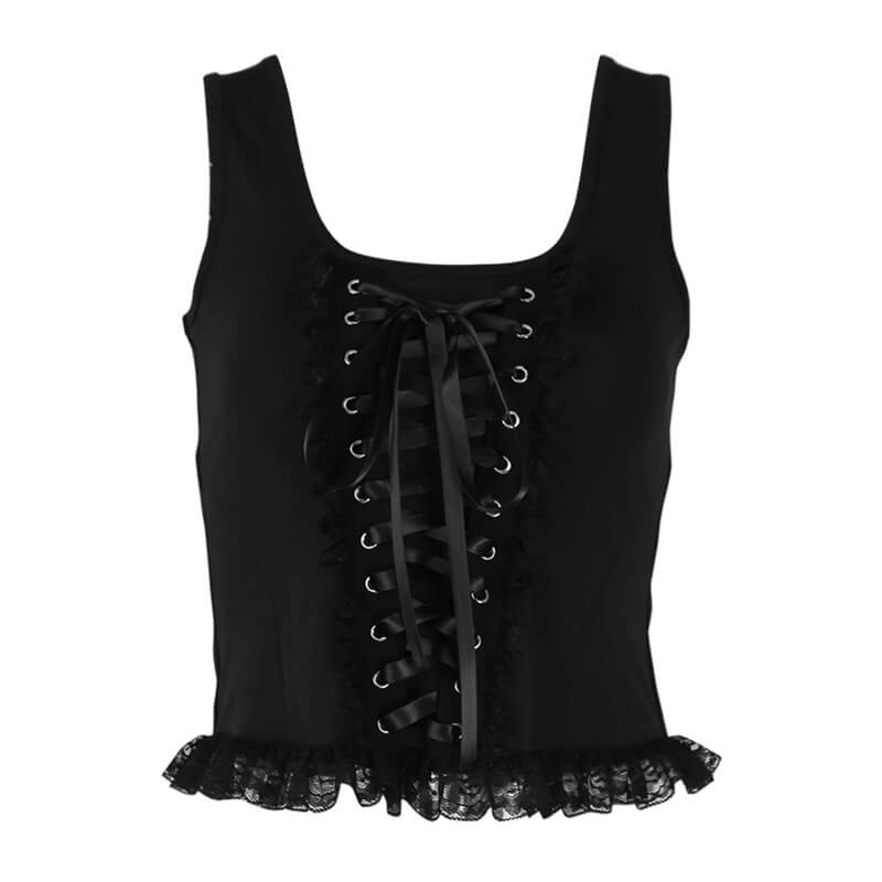 Black Bandage Gothic Tank Tops