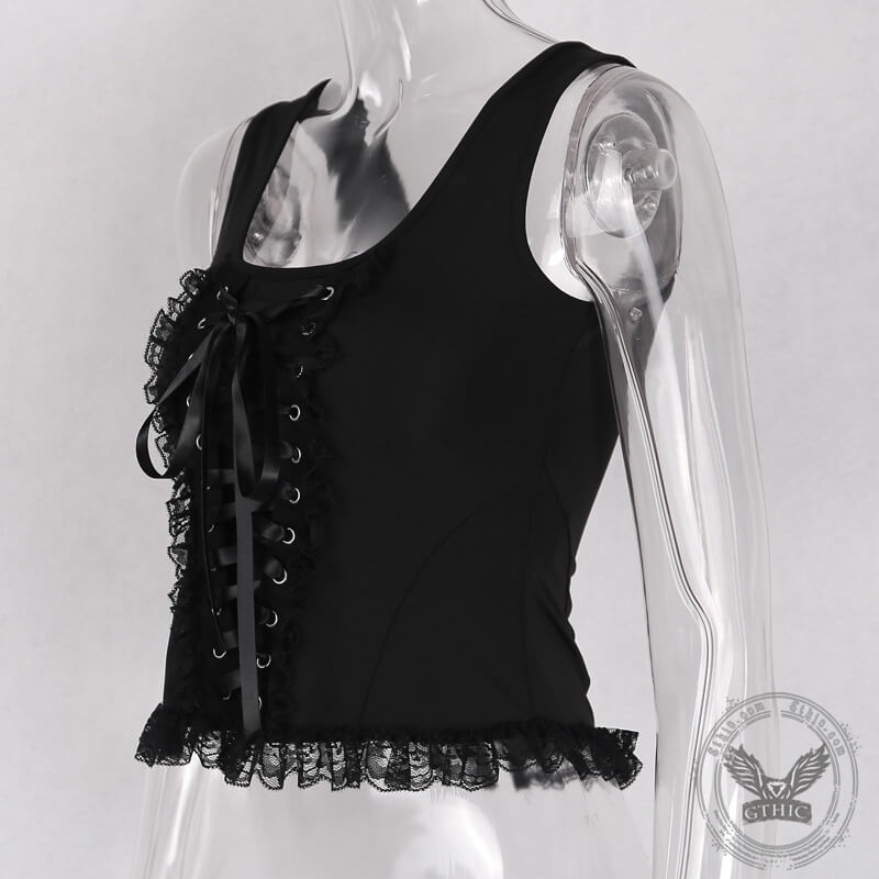 Black Bandage Gothic Tank Tops