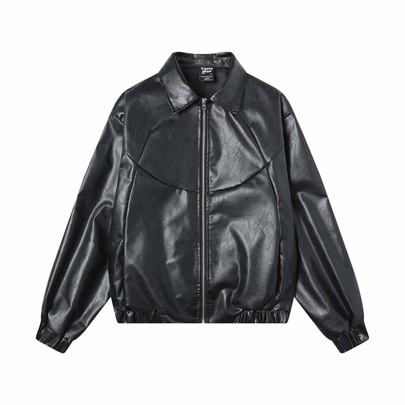 Black Biker Style Deconstructed PU Leather Jacket 01 | Gthic.com
