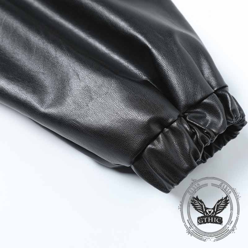 Black Biker Style Deconstructed PU Leather Jacket