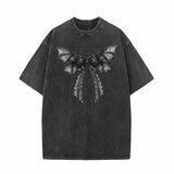 Black Bow Bat Vintage Washed T-shirt | Gthic.com