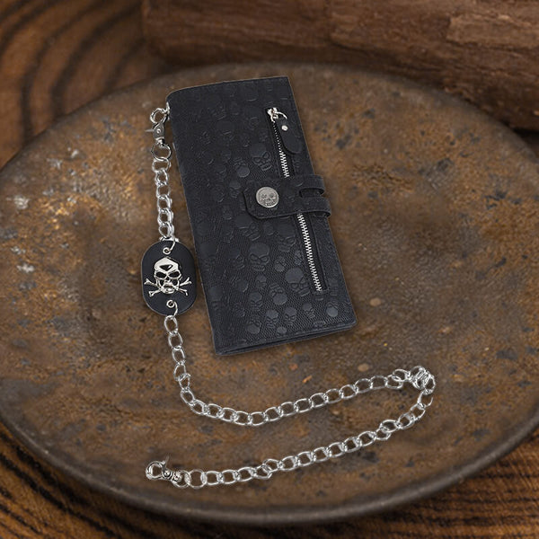 Black Crossbone Skull Multi-Purpose Punk Wallet |Gthic.com