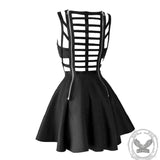 Black Cutout Crossover A-line Mini Dress | Gthic.com