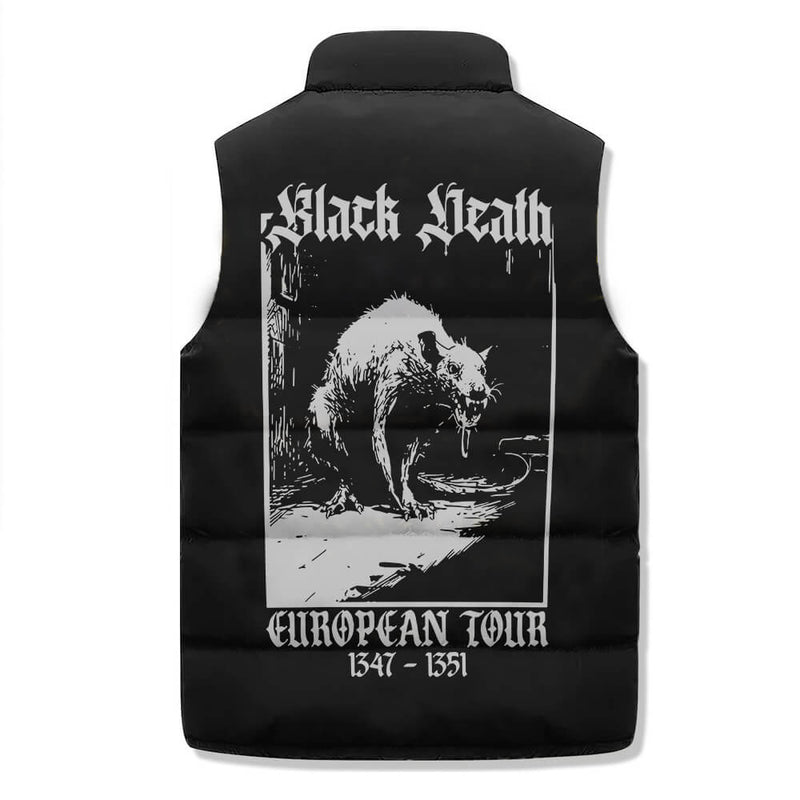 Black Death Rat Casual Zip Warm Vest Top 02 | Gthic.com