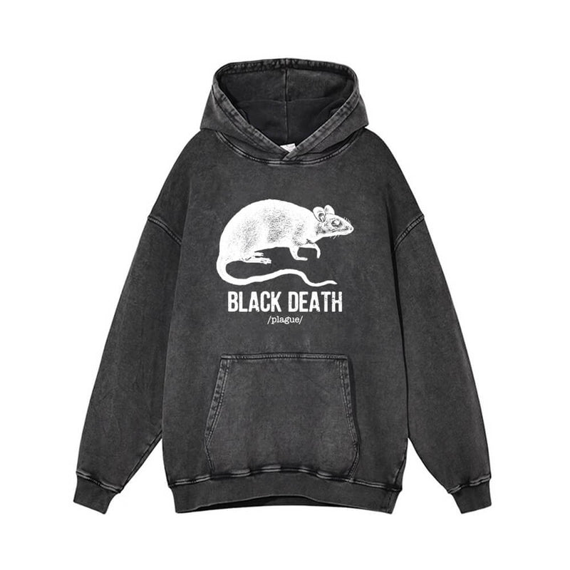 Black Death Rat Plague Vintage Vintage Washed Hoodie