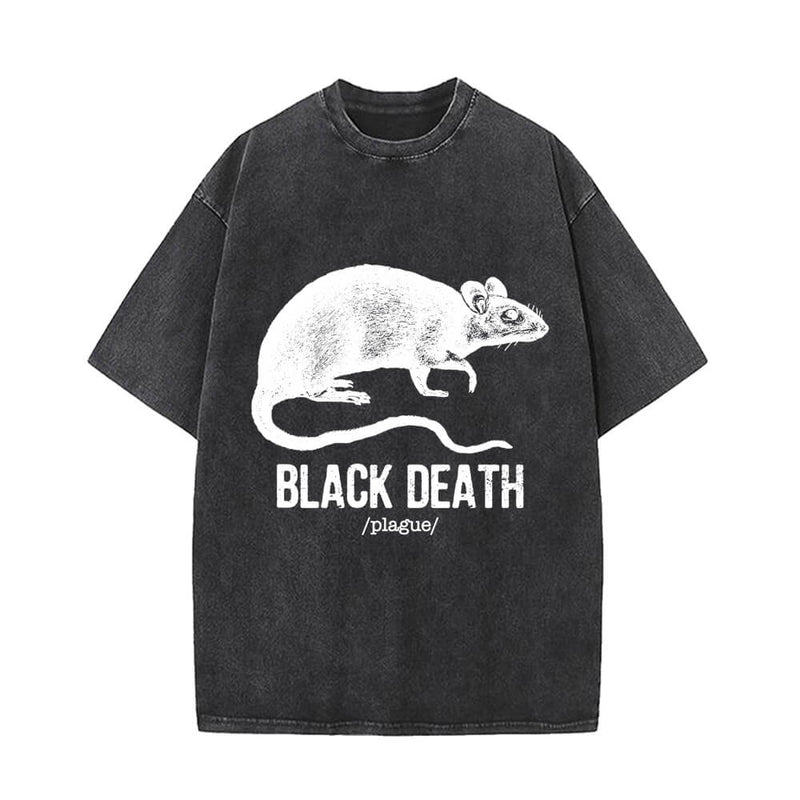 Black Death Rat Plague Vintage Washed T-shirt