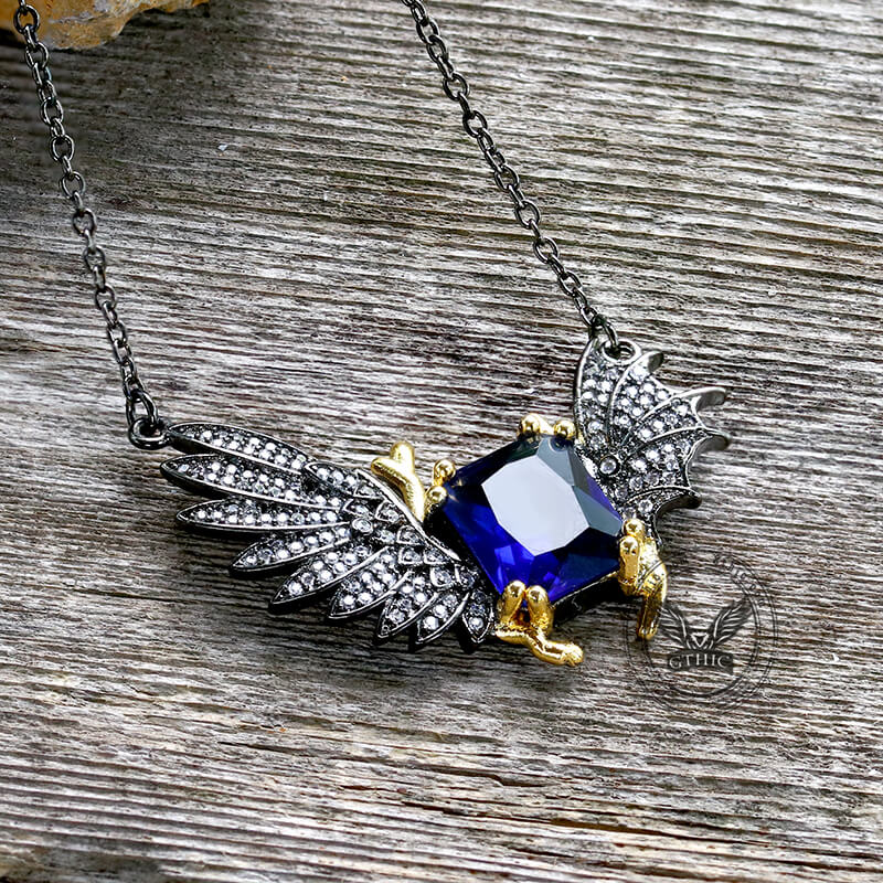 Black Devil Wings Brass Gothic Necklace | Gthic.com