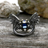 Black Devil Wings Brass Gothic Ring