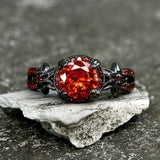 Black Diamond-Set Brass Engagement Ring | Gthic.com