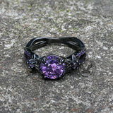 Black Diamond-Set Brass Engagement Ring | Gthic.com