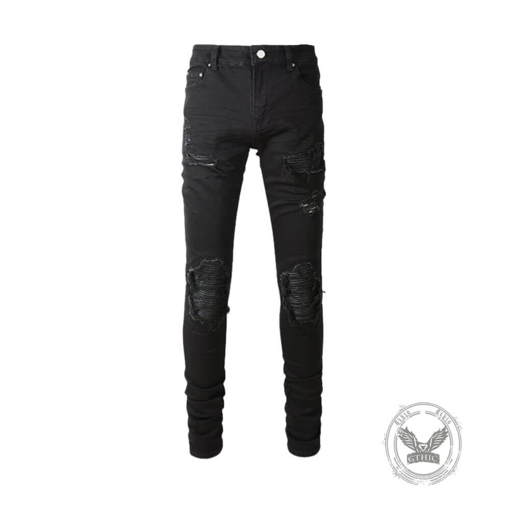 Baumwoll-Stretchhose mit Totenkopf-Graffiti-Print