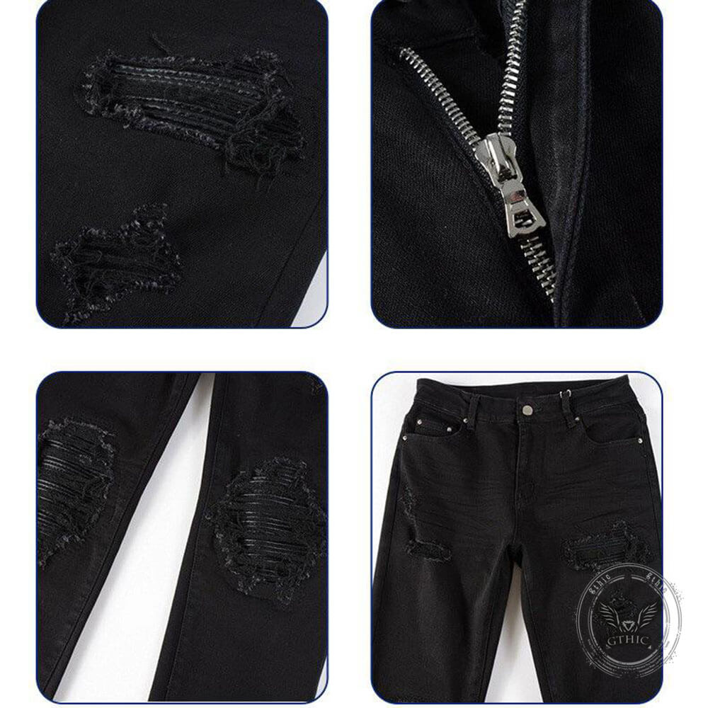 Baumwoll-Stretchhose mit Totenkopf-Graffiti-Print
