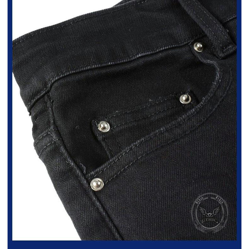 Baumwoll-Stretchhose mit Totenkopf-Graffiti-Print