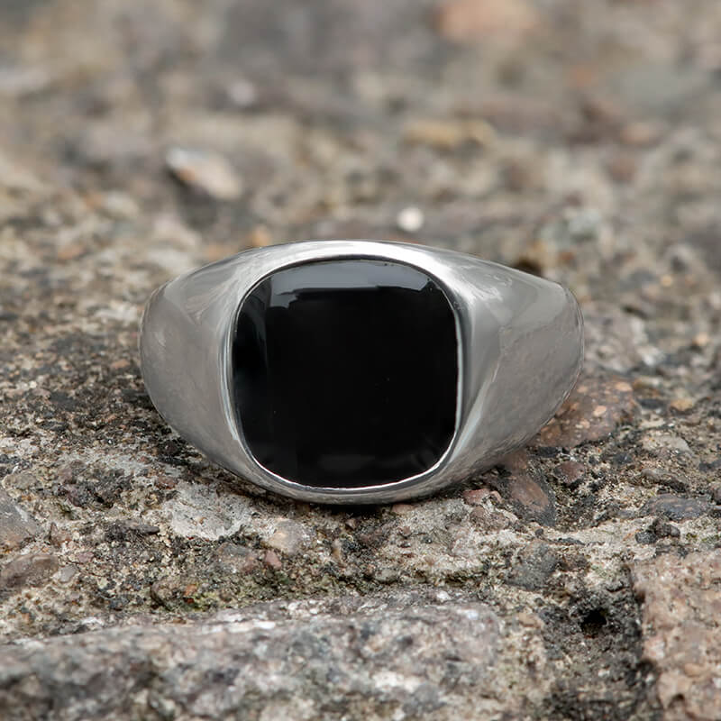Black Epoxy Stainless Steel Minimalist Ring | Gthic.com