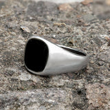 Black Epoxy Stainless Steel Minimalist Ring | Gthic.com