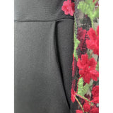 Black Floral Print Mesh Long Sleeve V-Neck Jumpsuit