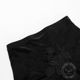 Black Gothic Floral Embroidered Fishtail Skirt