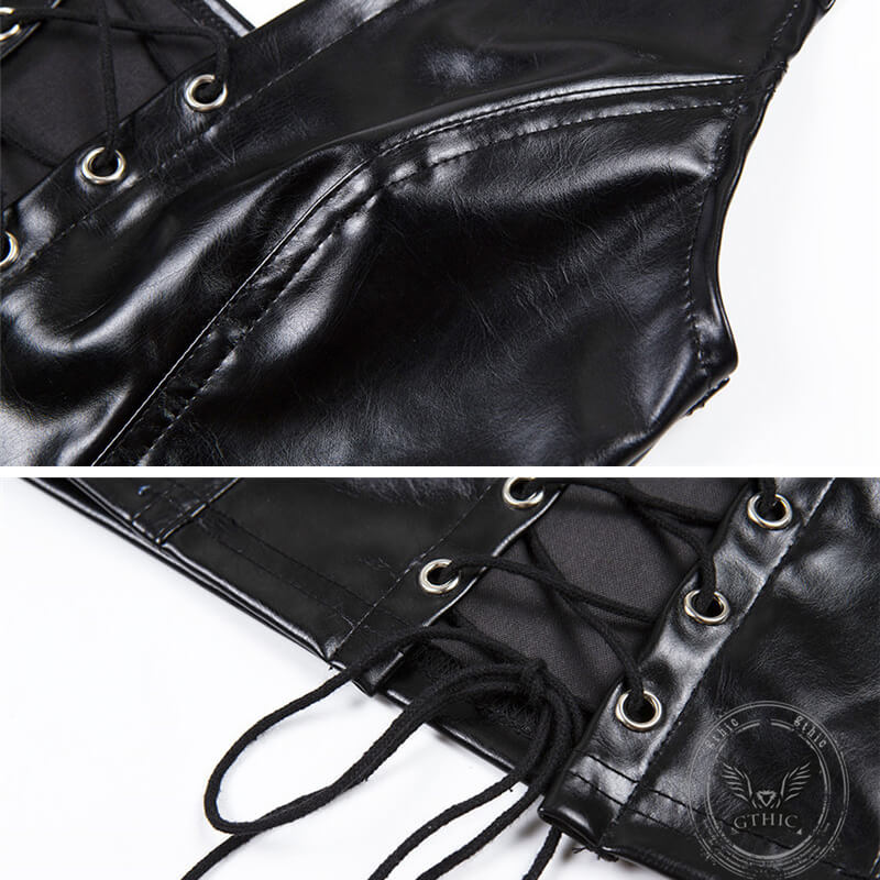 Black Halter Lace-up Cut-out Crop Top