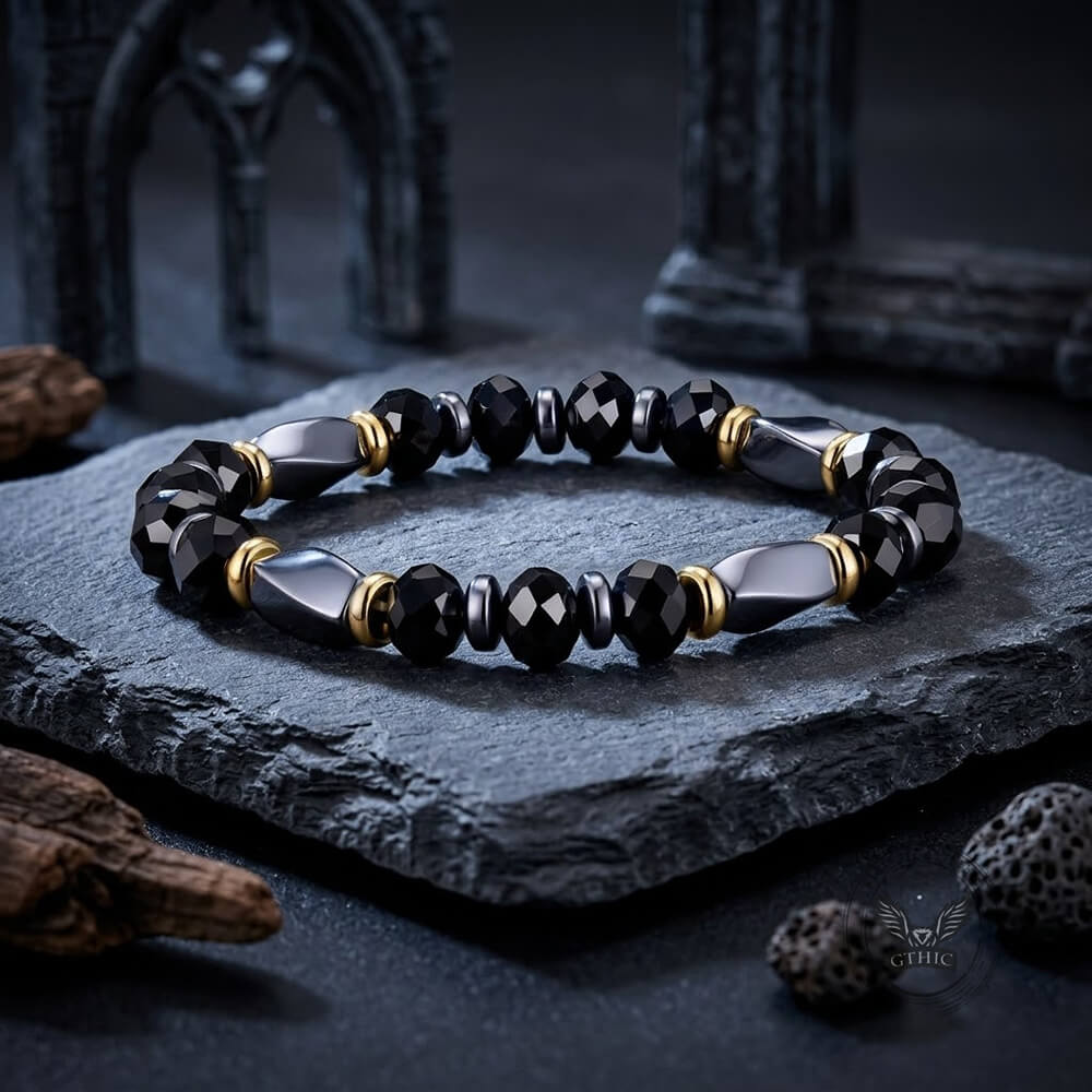 Black Hematite Stainless Steel Spacer Bead Bracelet