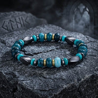 C-Black hematite and blue stone beads