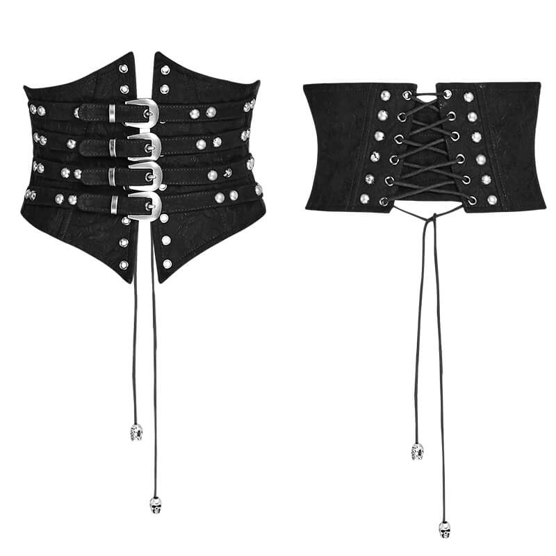 Black Lace Up Buckle Loops Girdle | Gthic.com