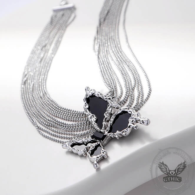 Conjunto de joyería de aleación de mariposa líquida negra