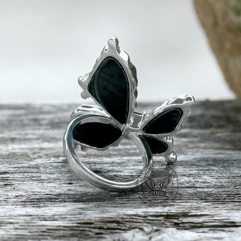 Anillo de aleación de mariposa líquida negra