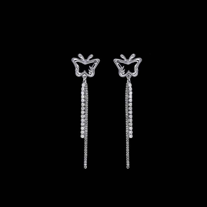 Black Liquid Butterfly Alloy Stud Earrings | Gthic.com