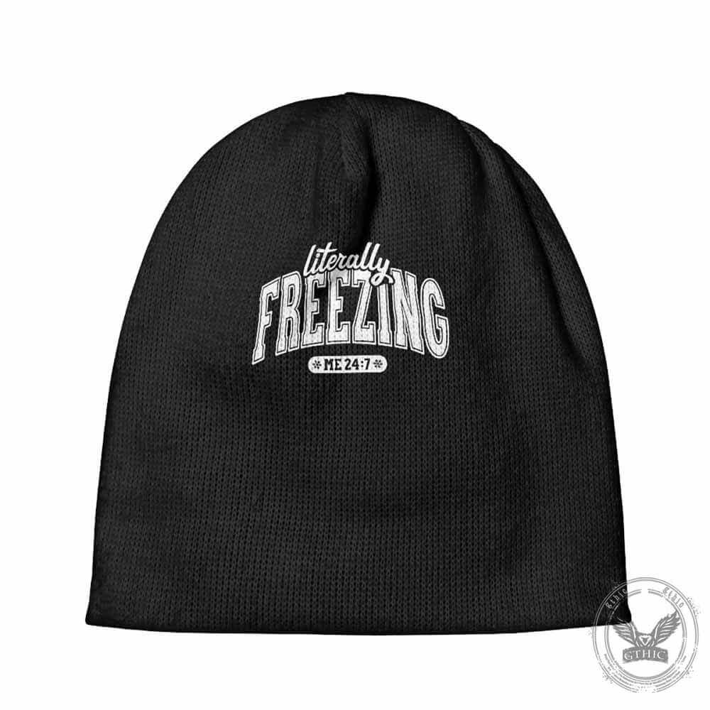 Black Literally Freezing Warm Knitted Beanie Hat | Gthic.com