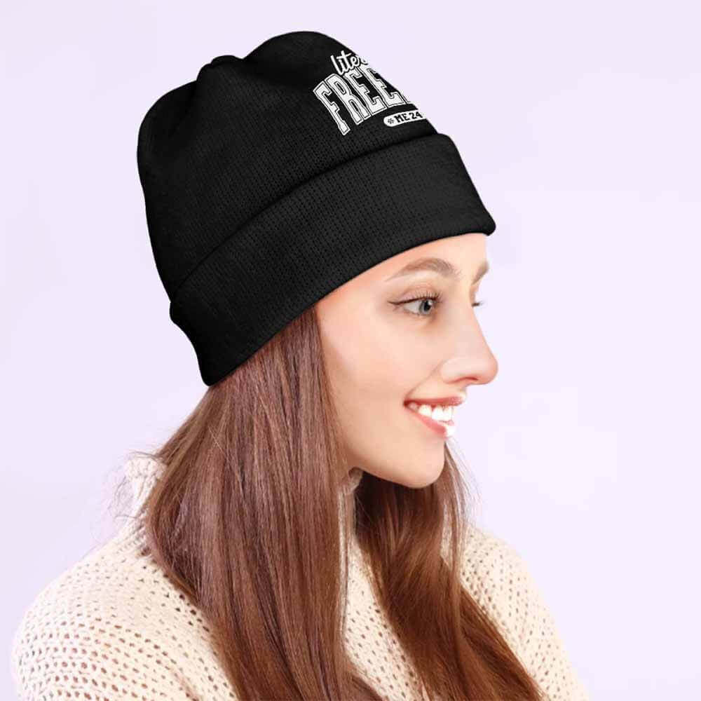 Black Literally Freezing Warm Knitted Beanie Hat | Gthic.com