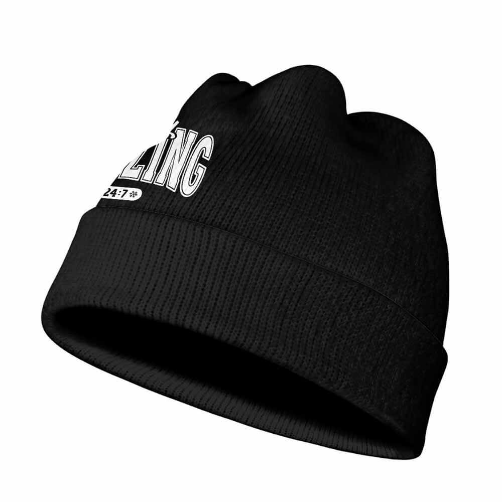 Black Literally Freezing Warm Knitted Beanie Hat | Gthic.com