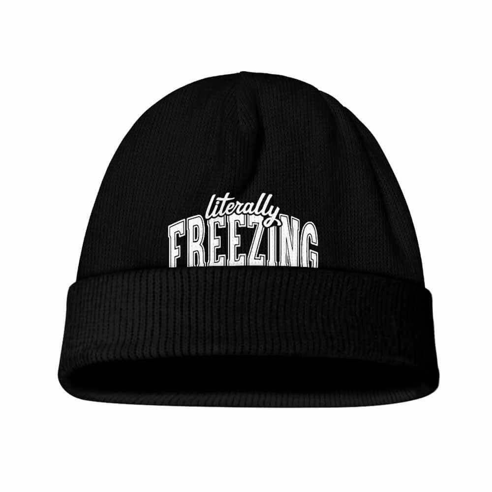 Black Literally Freezing Warm Knitted Beanie Hat | Gthic.com